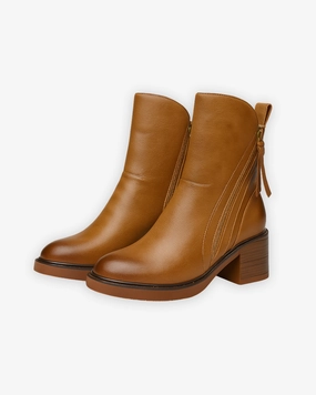 Ankle Boots Mit Stretcheinsatz Blockabsatz Stiefeletten mit seitlichem Reiverschluss