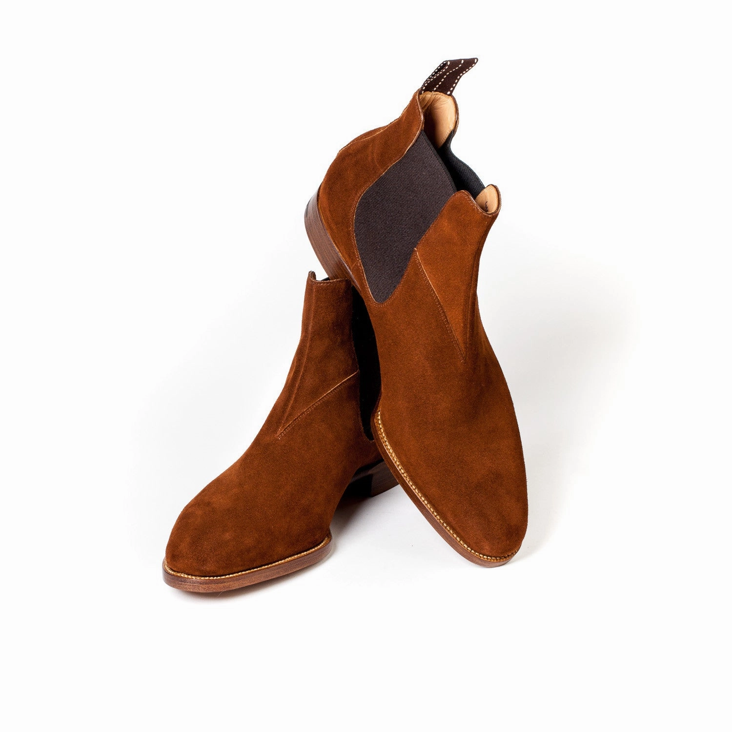 Boot "Chelsea" aus cognacbraunem Rauhleder - reine Handarbeit Max Platform Chelsea Boots