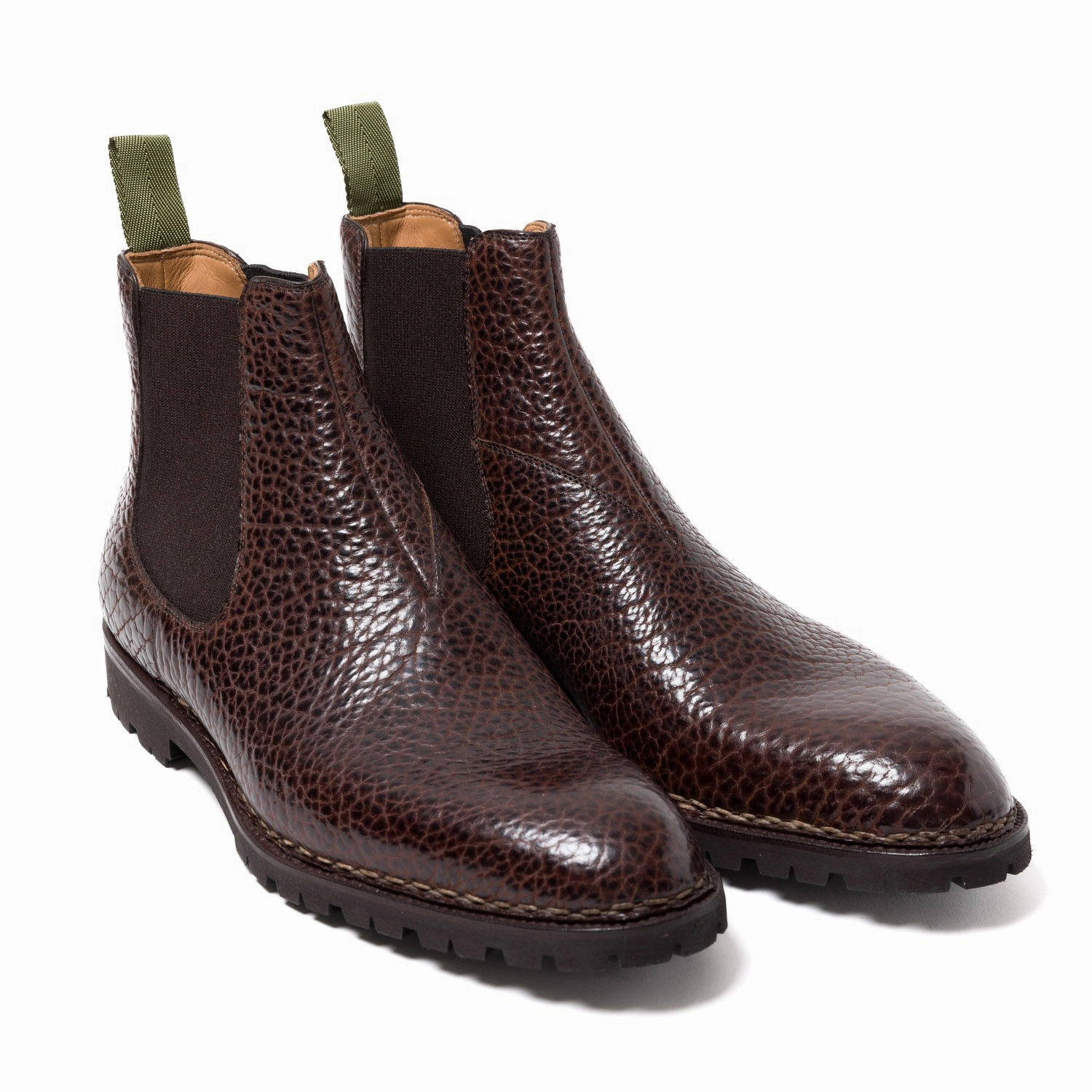 Chelsea Boots With Fur Inside Boot "Chelsea" aus dunkelbraunem Bisonleder - reine Handarbeit