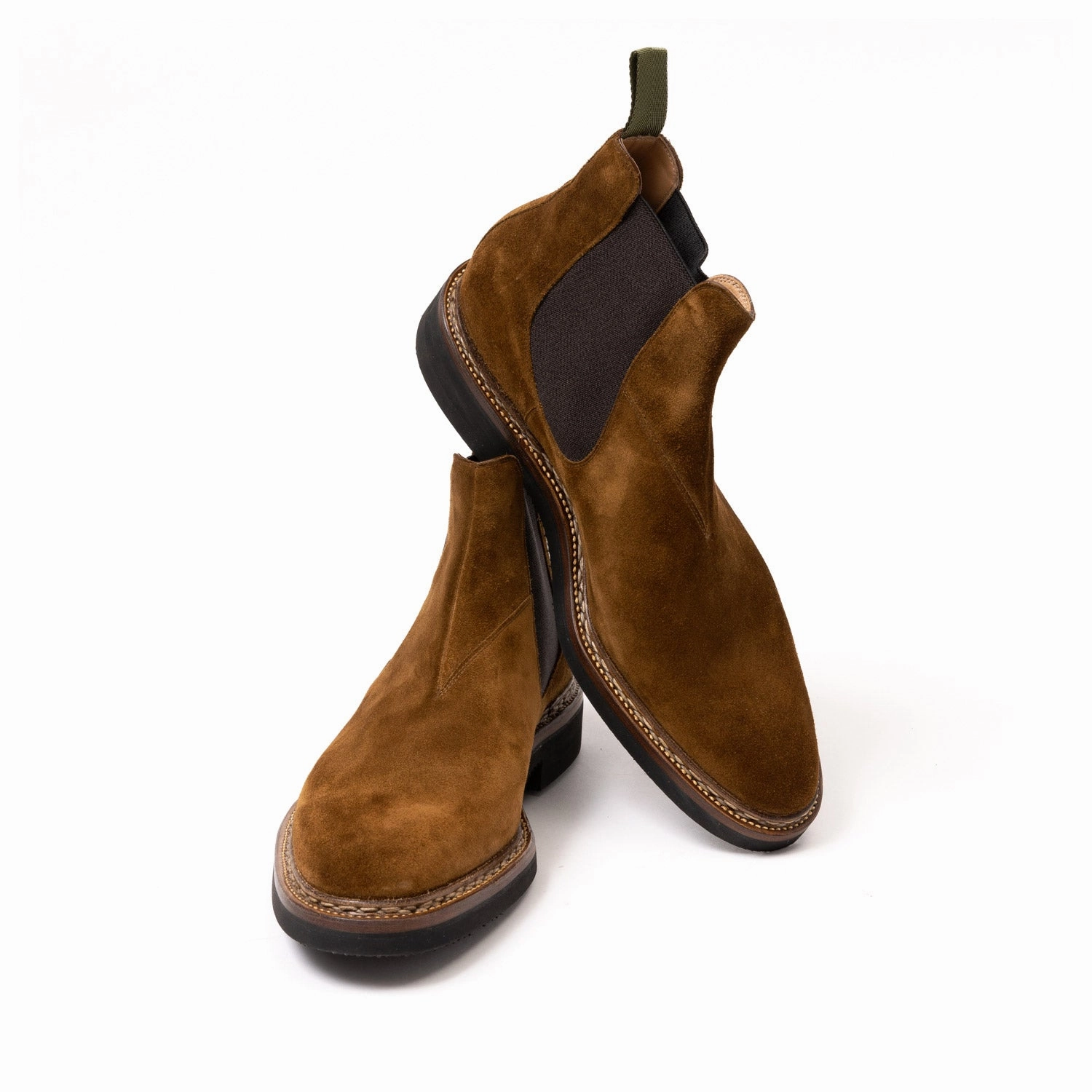 Chelsea Boots Mit Kleid Boot "Storm Chelsea" aus tabakbraunem Rauhleder - reine Handarbeit