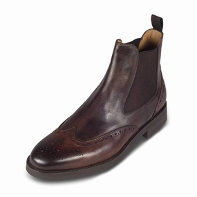 Ankle Boots Mit Absatz Spitz BRECOS Chelsea Boots fr Herren in zwei Braun-Tnen - Kalbsleder, Gummisohle, durchgenht | Gr. 43/44 SALE %