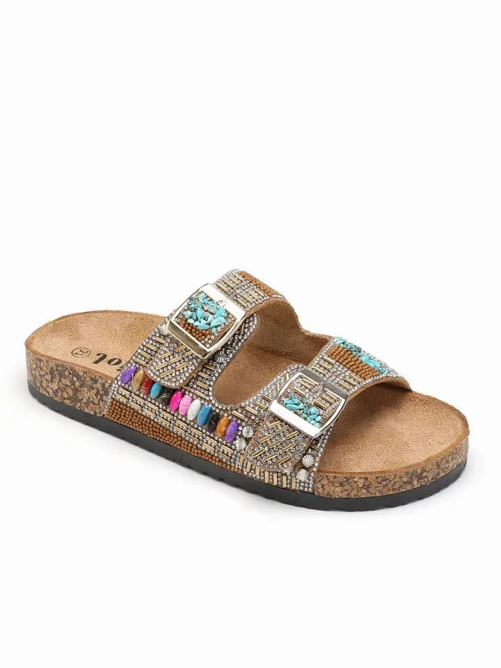Sandalen Modern Bunte Pantolette mit Strass IBIZA