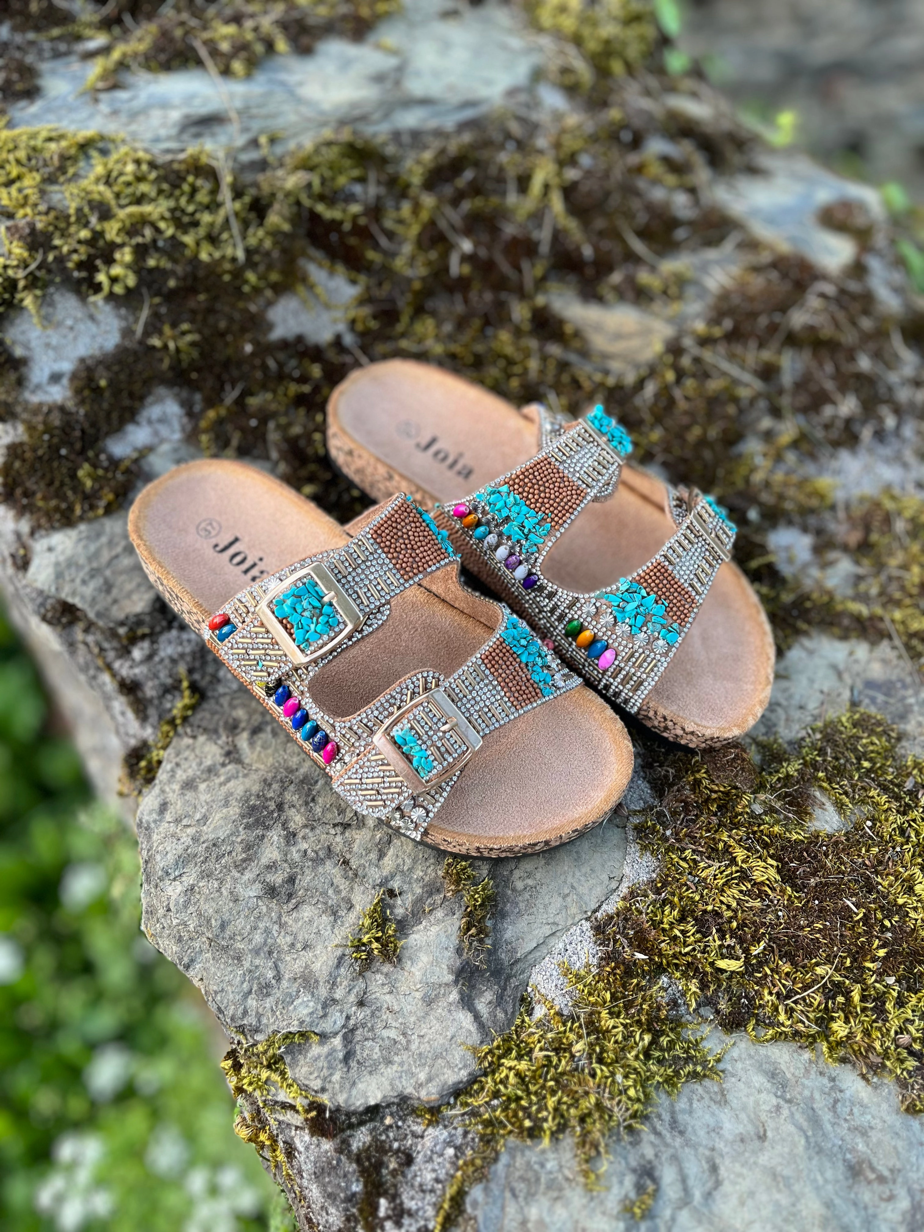 Verbenas Sandalen NULL Bunte Pantolette mit Strass IBIZA