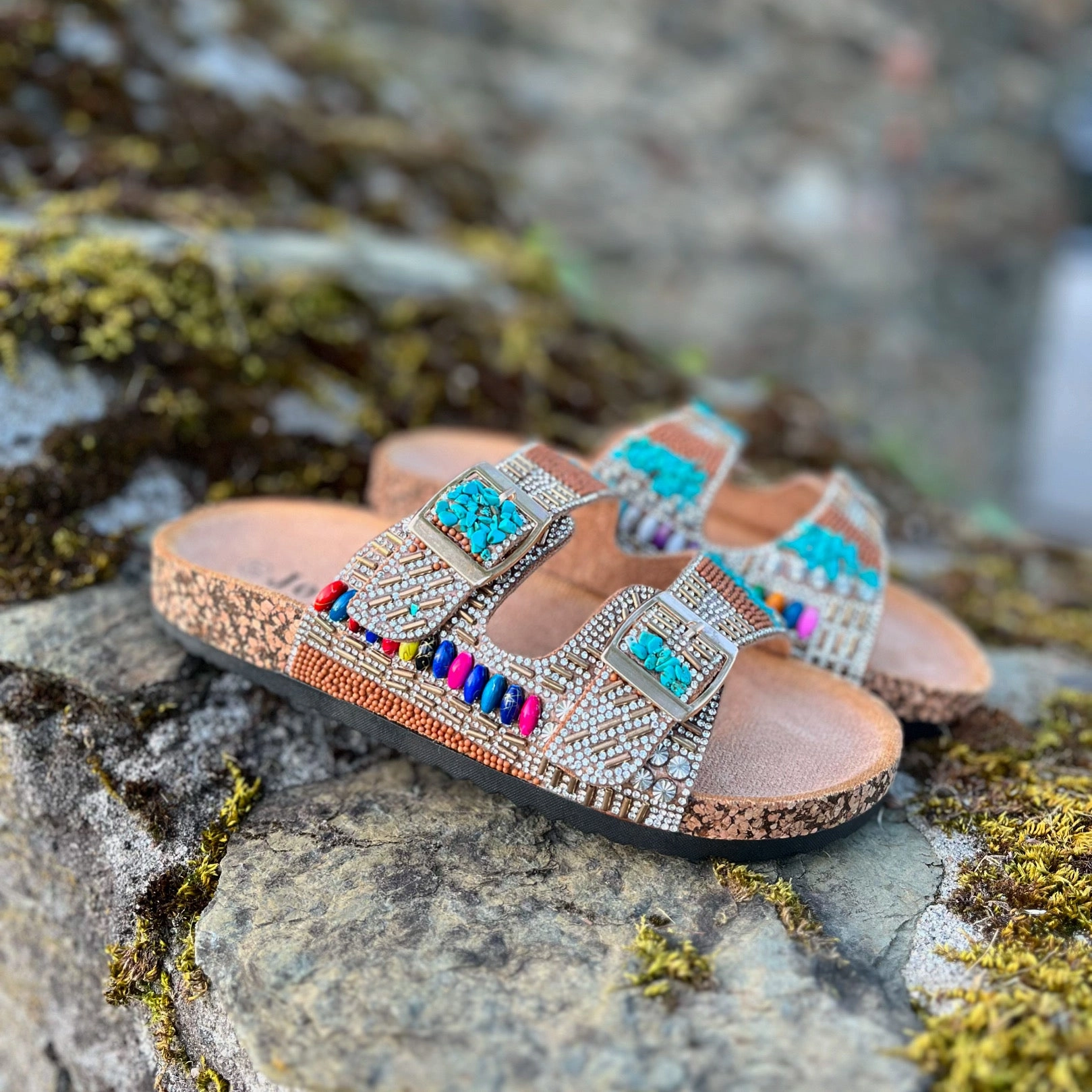 Bunte Pantolette mit Strass IBIZA Björndal Sandalen