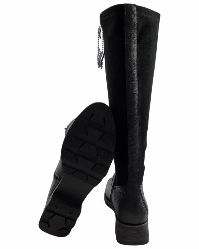 Caprice Damen Stiefel 9-25611-41  019  schwarz  Leder Flache Stiefel Schmaler Schaft