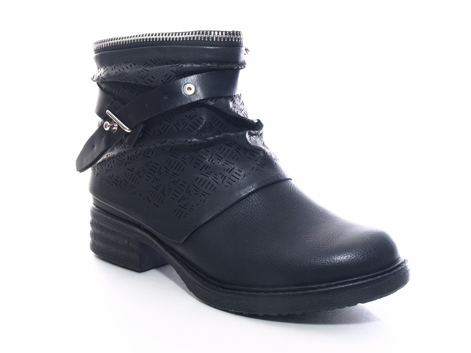 Damen Stiefeletten Biker Boots Outdoor Winterboots Black # 405 Ankle Boots Cm Absatz