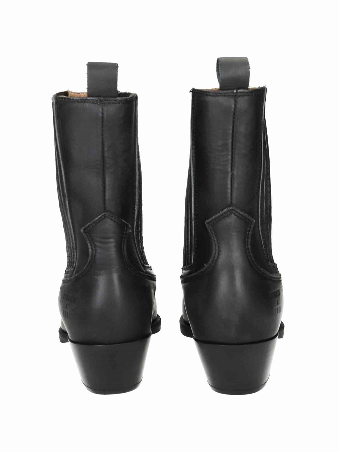 CPH284 x Toni Garrn Used Leather black Ankle Boots Small Block Heel