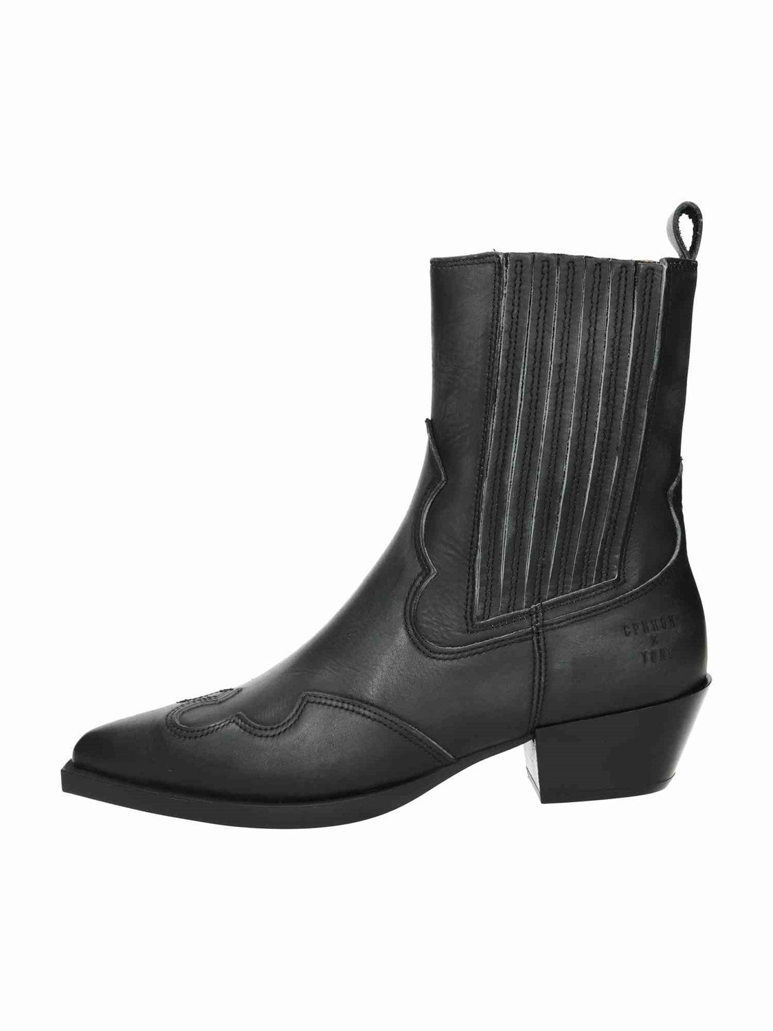 CPH284 x Toni Garrn Used Leather black Front-zip Ankle Boots