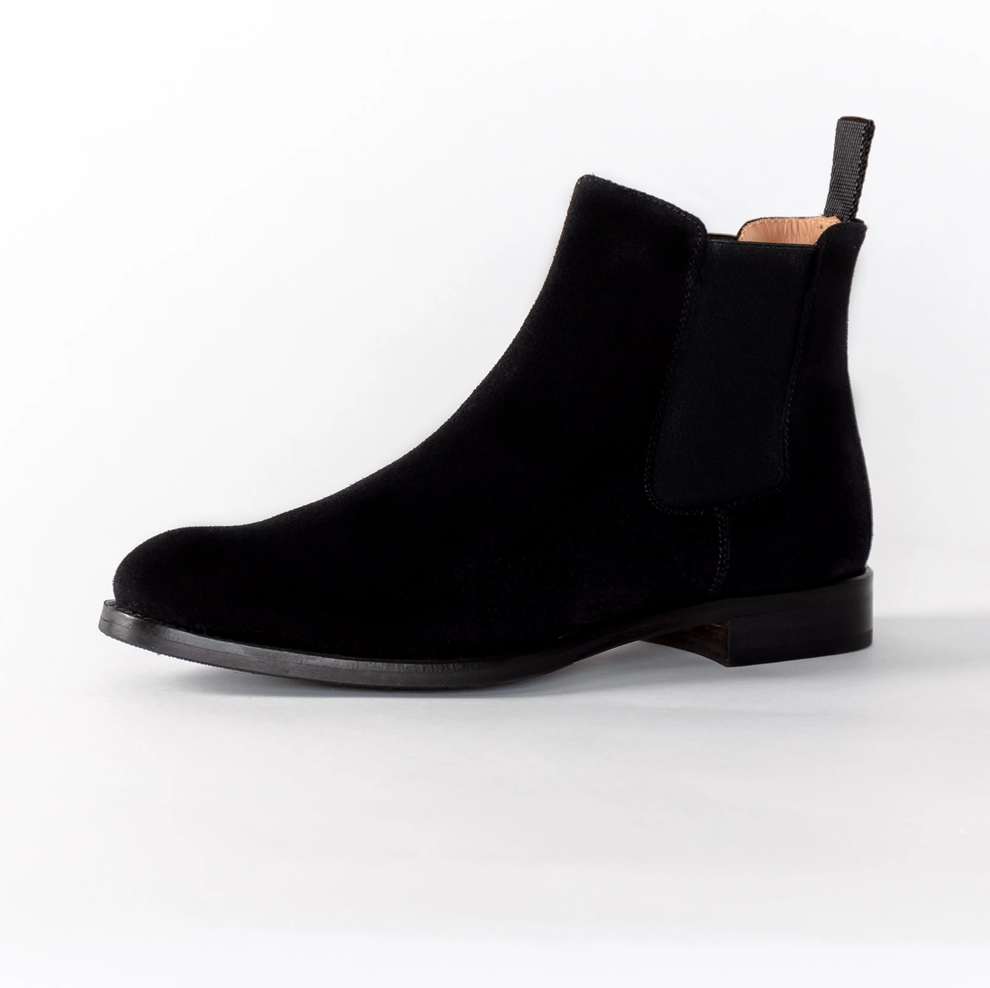 Chelsea Boots Blockabsatz Damen Chelsea Boot Schwarz | Velour Leder | Damenschuhe