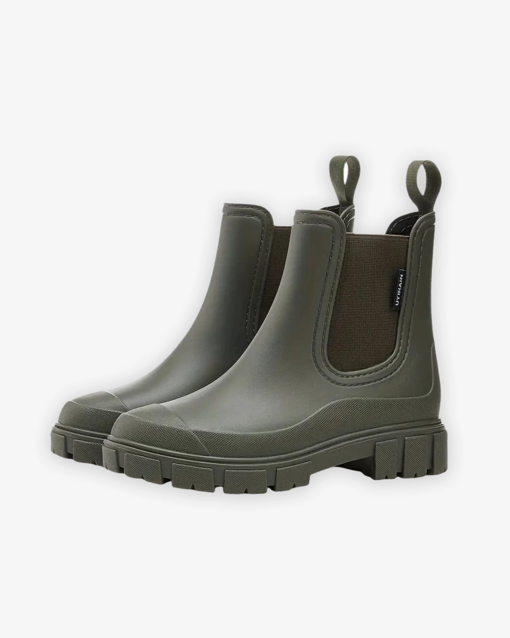 Chelsea Gummistiefel mit Profilsohle und wasserabweisend High Heels Stiefel Mit Sohle