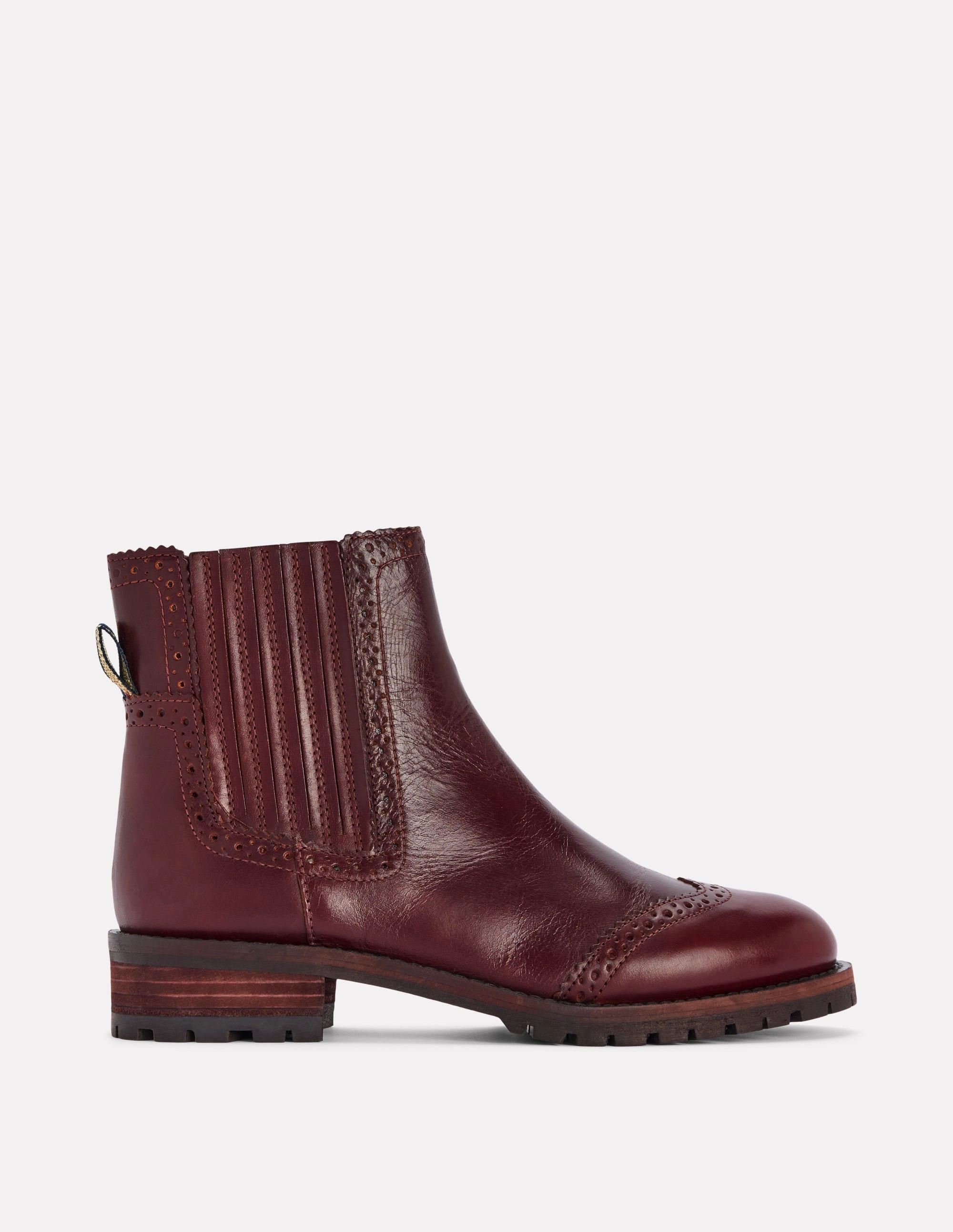 Stiefel Ibiza Chelsea-Stiefel mit Budapester-Details-Oxblood