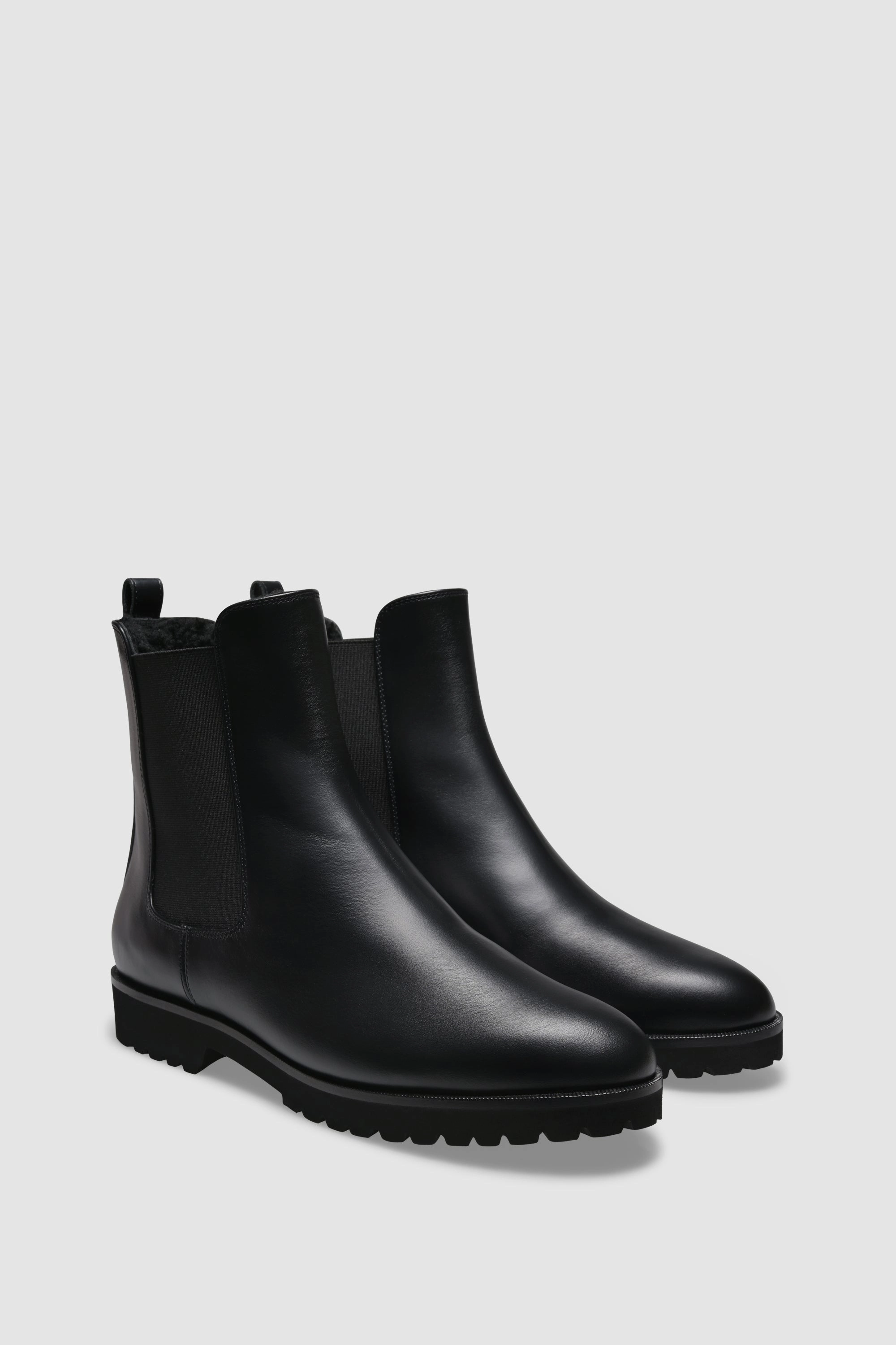 Stiefelette 7429 Vitello Black Shearling Black Rahmengenähte Chelsea Boots