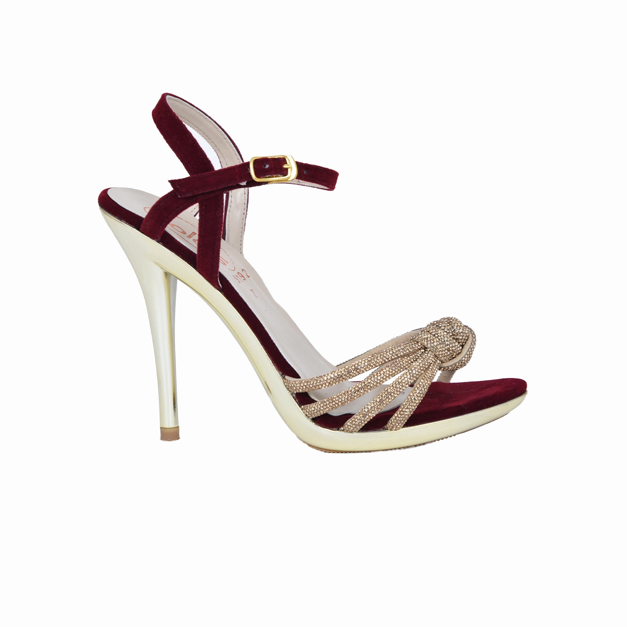 Chic Maroon High Heel Sandals with Gold Strappy Design | 267D-M Awesome High Heels