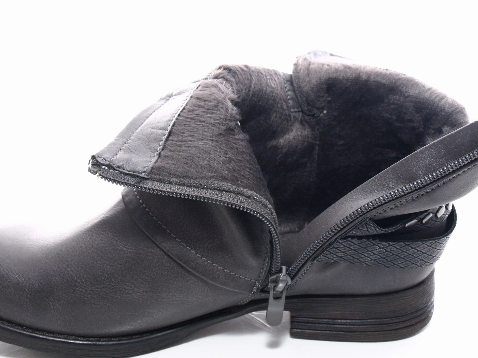 Damen Stiefeletten Biker Boots Outdoor Winterboots warm gefttert Grey # 824 In In Jeans Ankle Boots