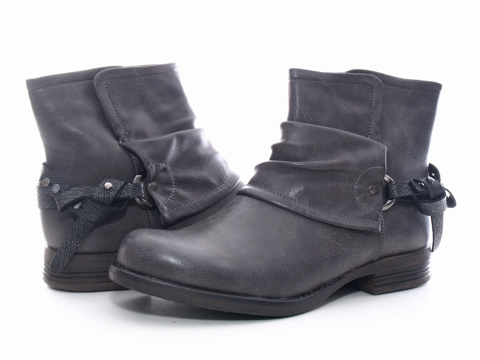Heeled Ankle Boots Damen Stiefeletten Biker Boots Outdoor Winterboots warm gefttert Grey # 824