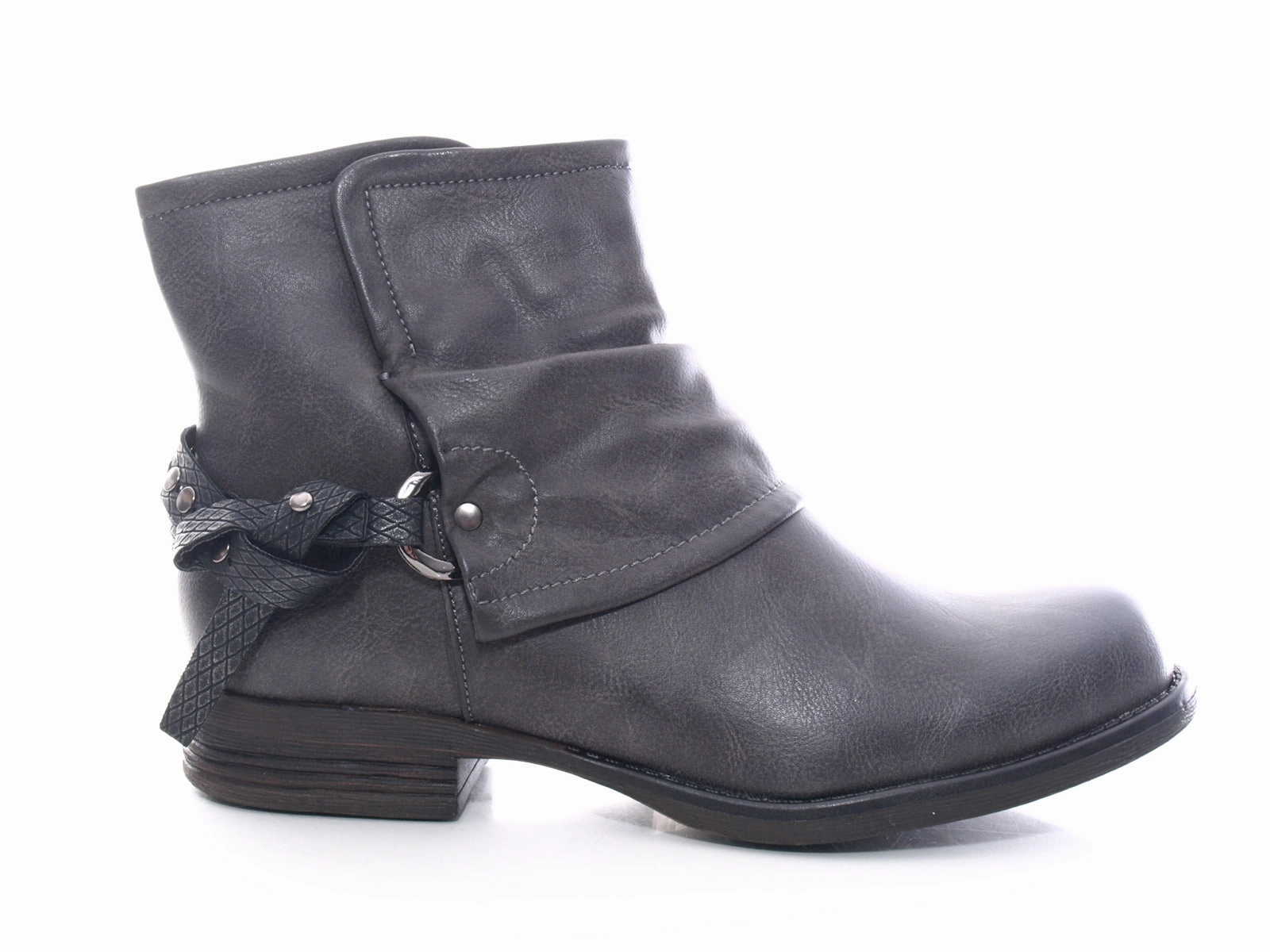 Ankle Boots Heel Lace Up Damen Stiefeletten Biker Boots Outdoor Winterboots warm gefttert Grey # 824
