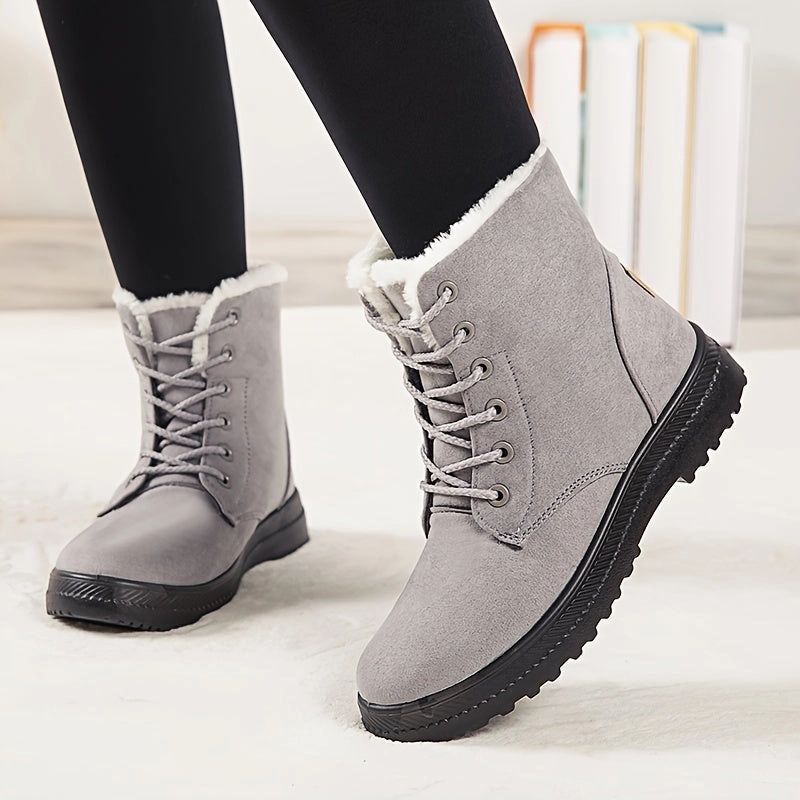 Winterschuhe Damen | Schnrung Flache Sohle Stiefel