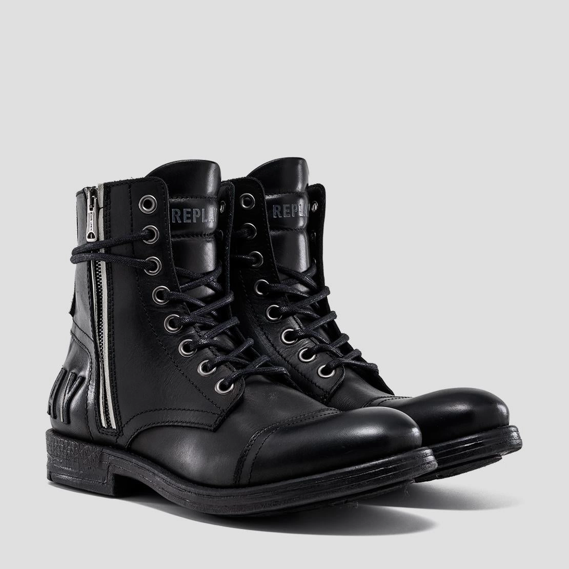 Ankle Boots Mit Cuts Und Riemen Replay Herrenschuhe Shoes Stiefeletten Schuhe Boots BLACKBIRD Schwarz