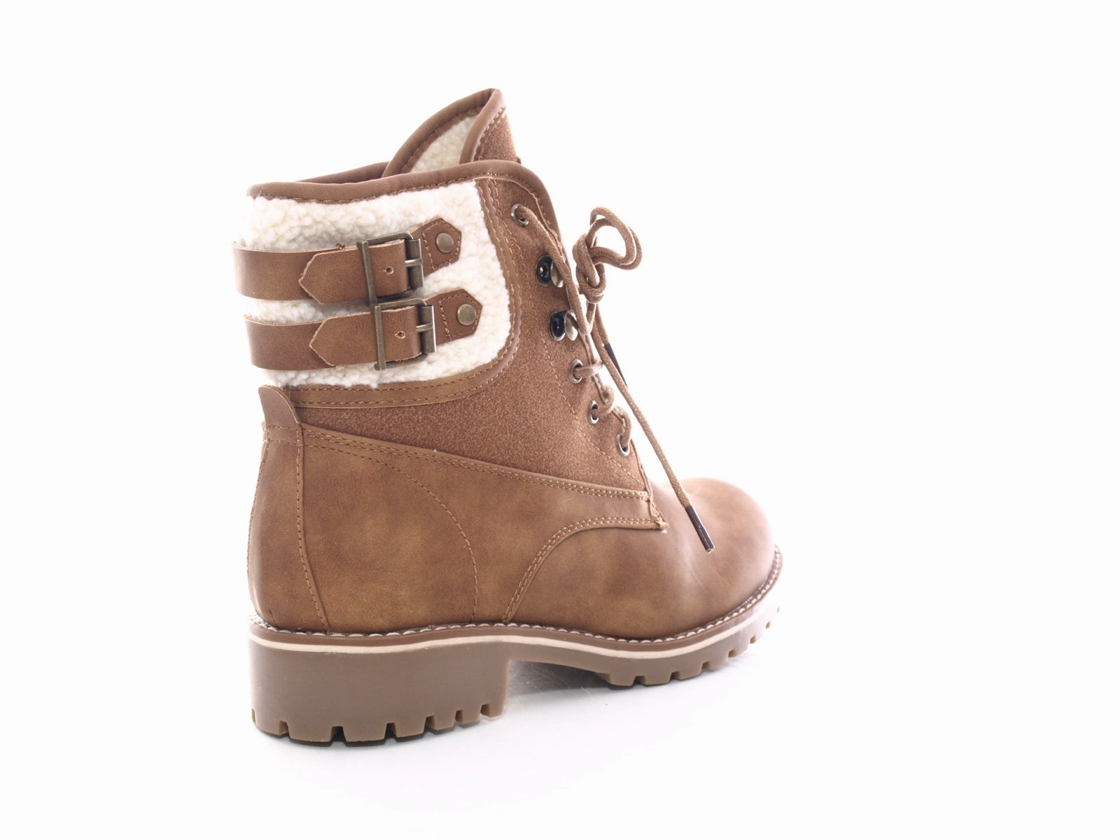 Damen Stiefeletten Schnrr Boots Outdoor Winterboots warm gefttert Camel # 446 Smart Ankle Boots
