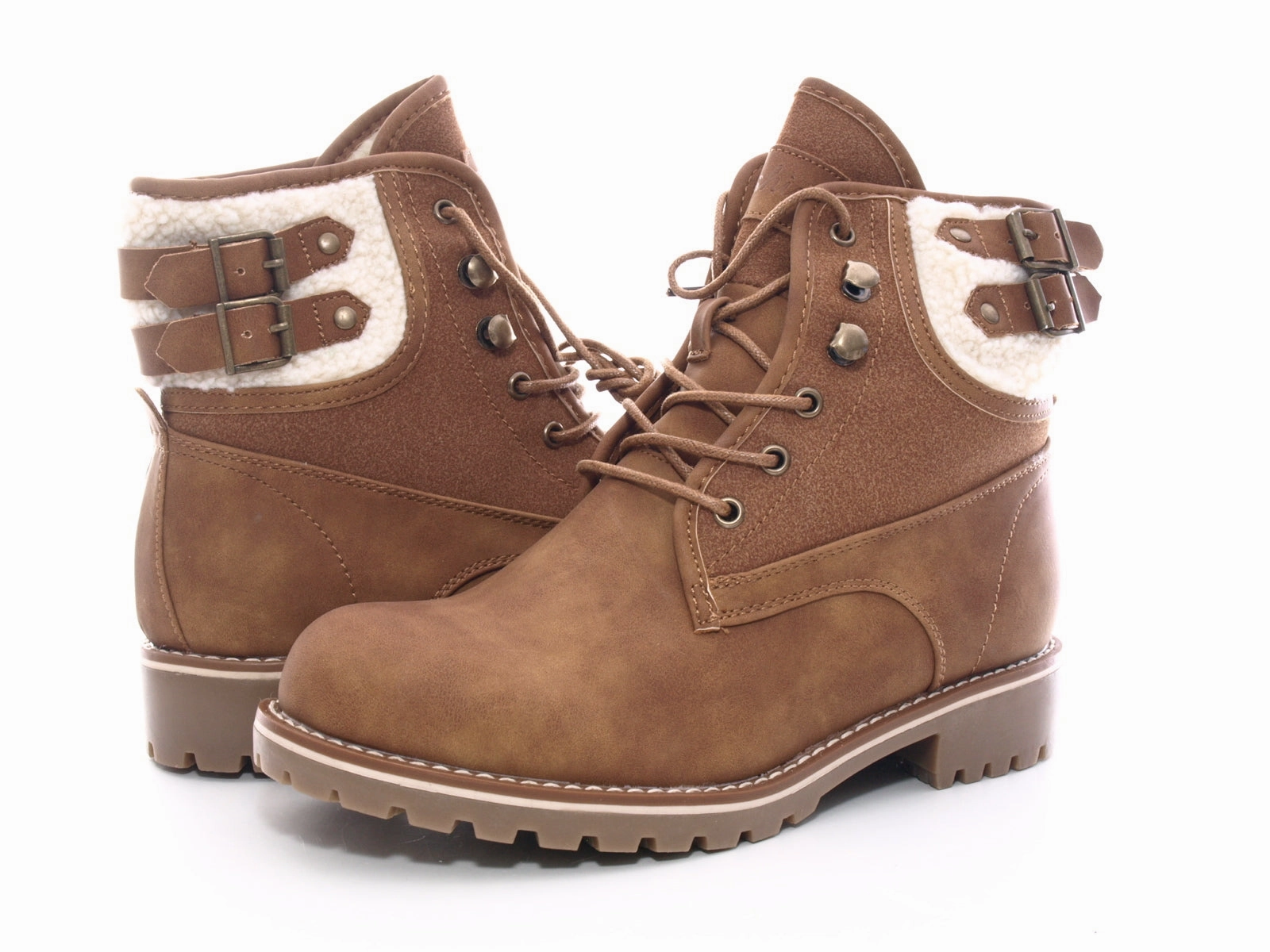 Ankle Boots Deutsch Damen Stiefeletten Schnrr Boots Outdoor Winterboots warm gefttert Camel # 446