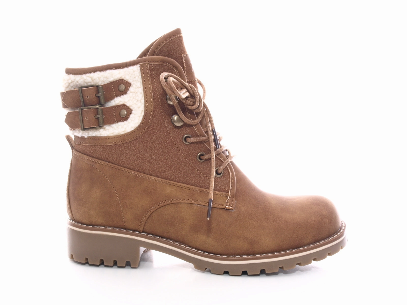Damen Stiefeletten Schnrr Boots Outdoor Winterboots warm gefttert Camel # 446 Hudson Ankle Boots