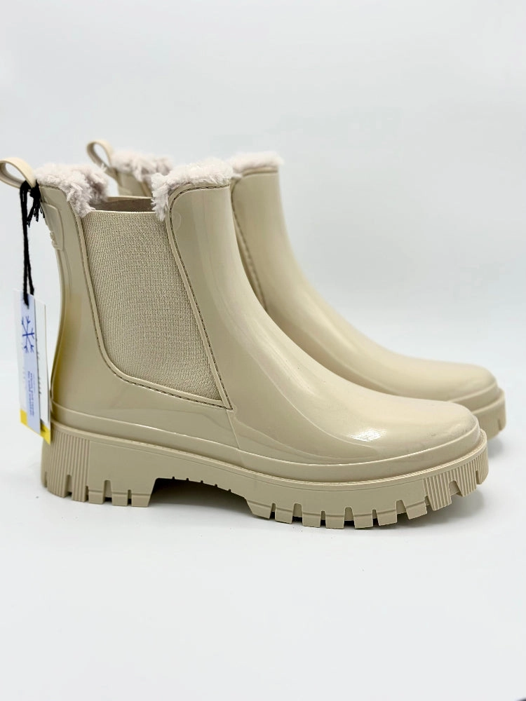 COLDEN VEGAN BOOT OAT MILK WITH FUR LINING Zoe Benson Ankle Boots