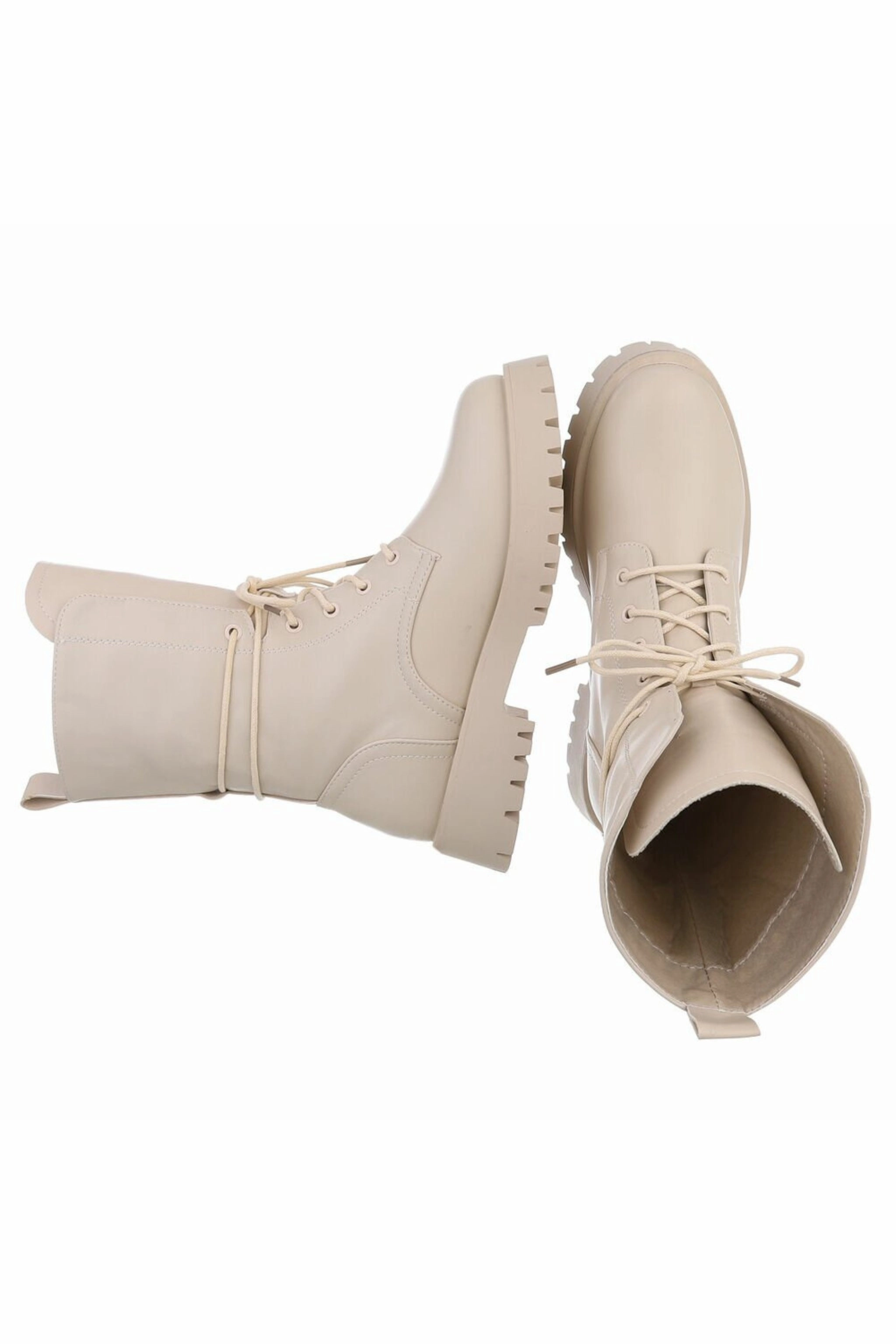 Cassie Stiefel Chunky Schnrstiefel, beige