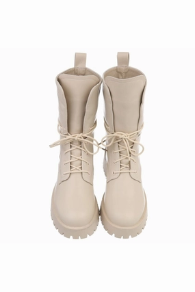 Chunky Schnrstiefel, beige Fallschirmjäger Stiefel Wehrmacht