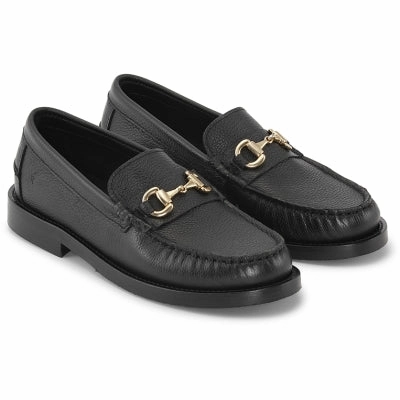 Soft Penny Loafers Playboy Amelia Black Leather