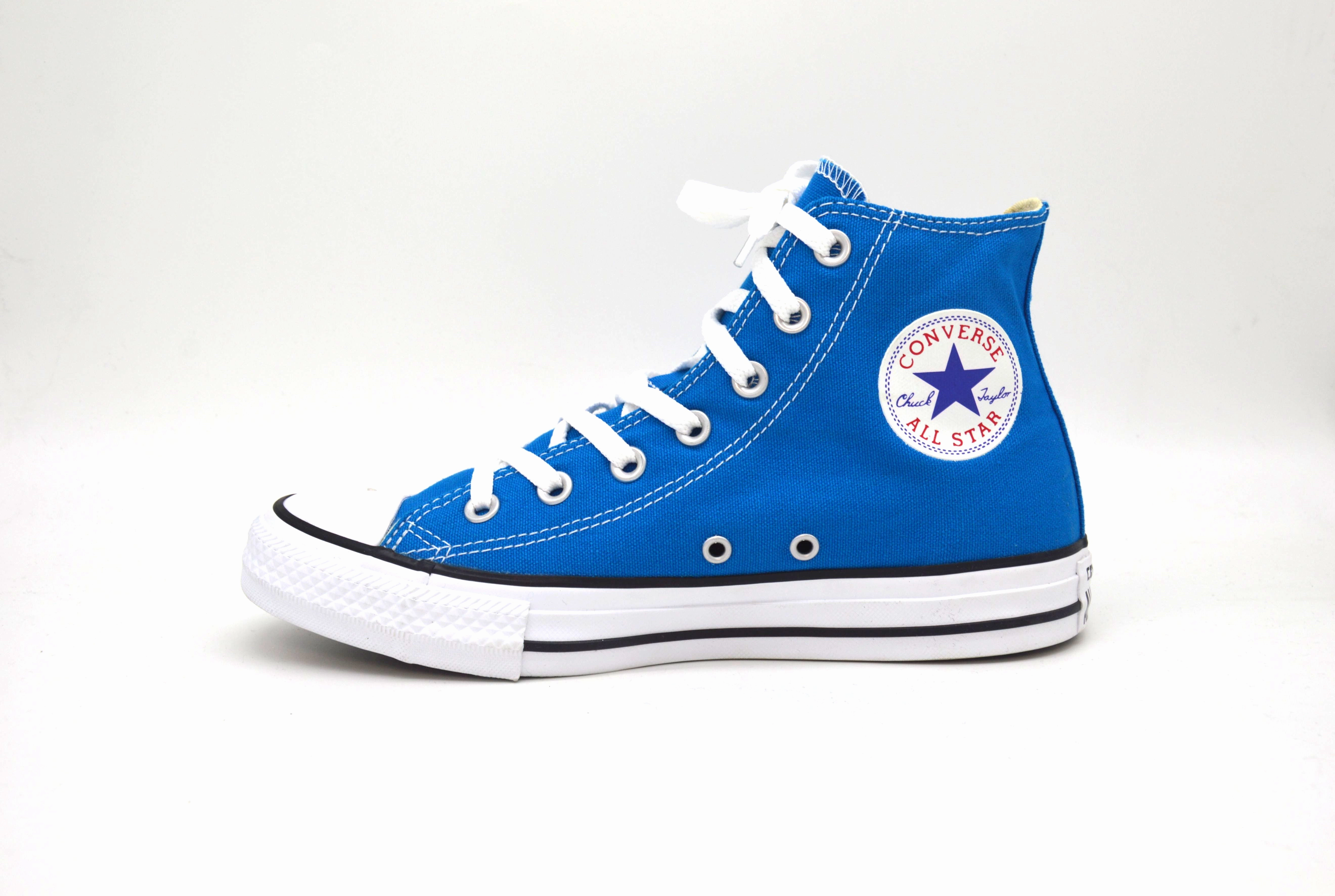 Weiß Leder Sale Converse All Star HI Schuhe Sneaker Chucks Taylor Cyan Space Blau 149511C