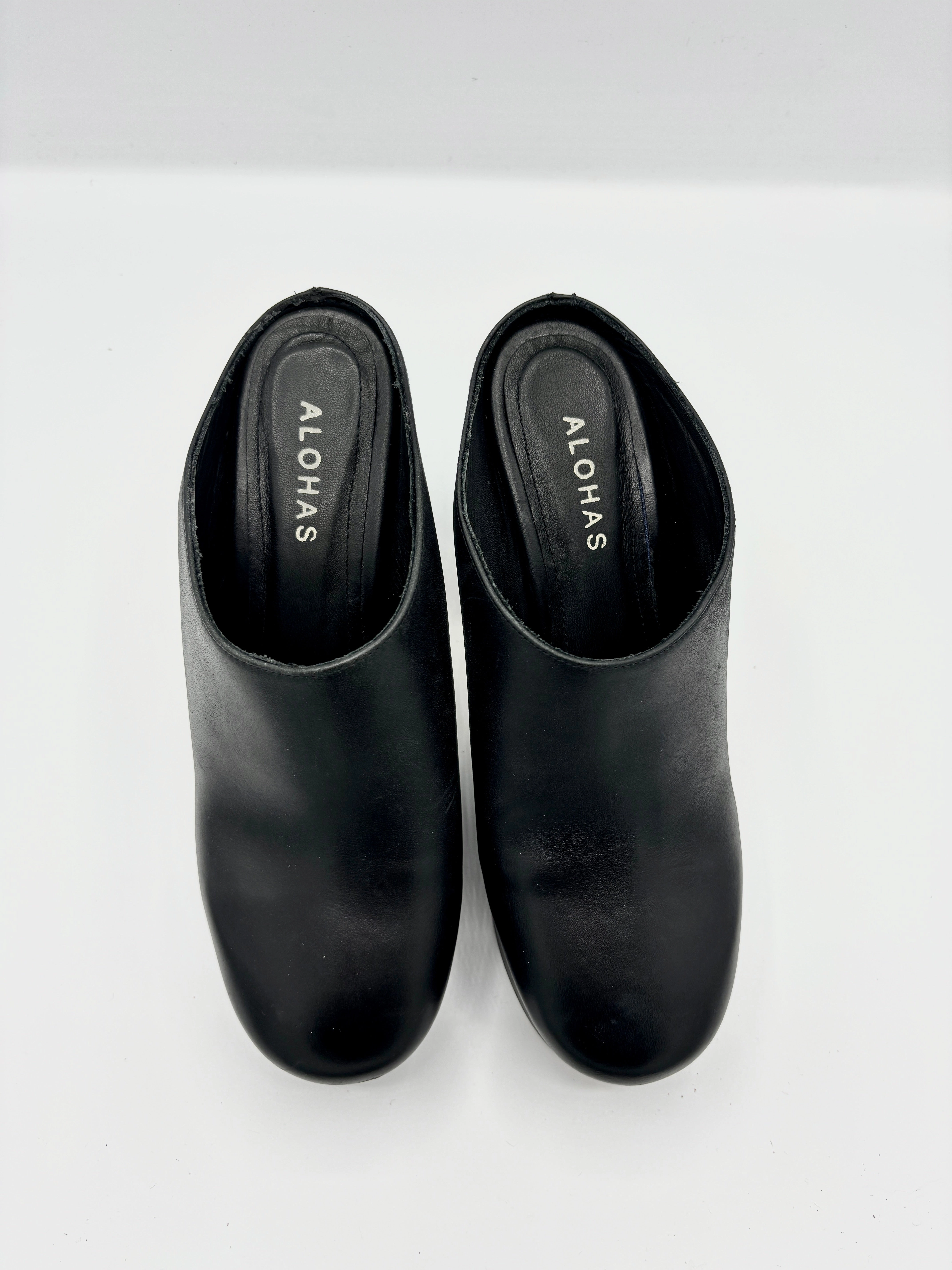 Latex Leggings High Heels CLOCK OUT HIGH MULE BLACK