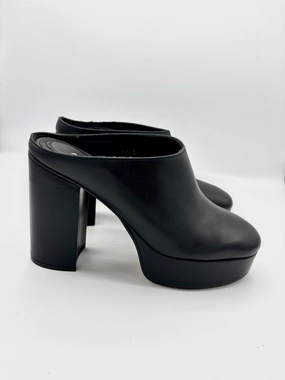 High Heels 43 44 CLOCK OUT HIGH MULE BLACK