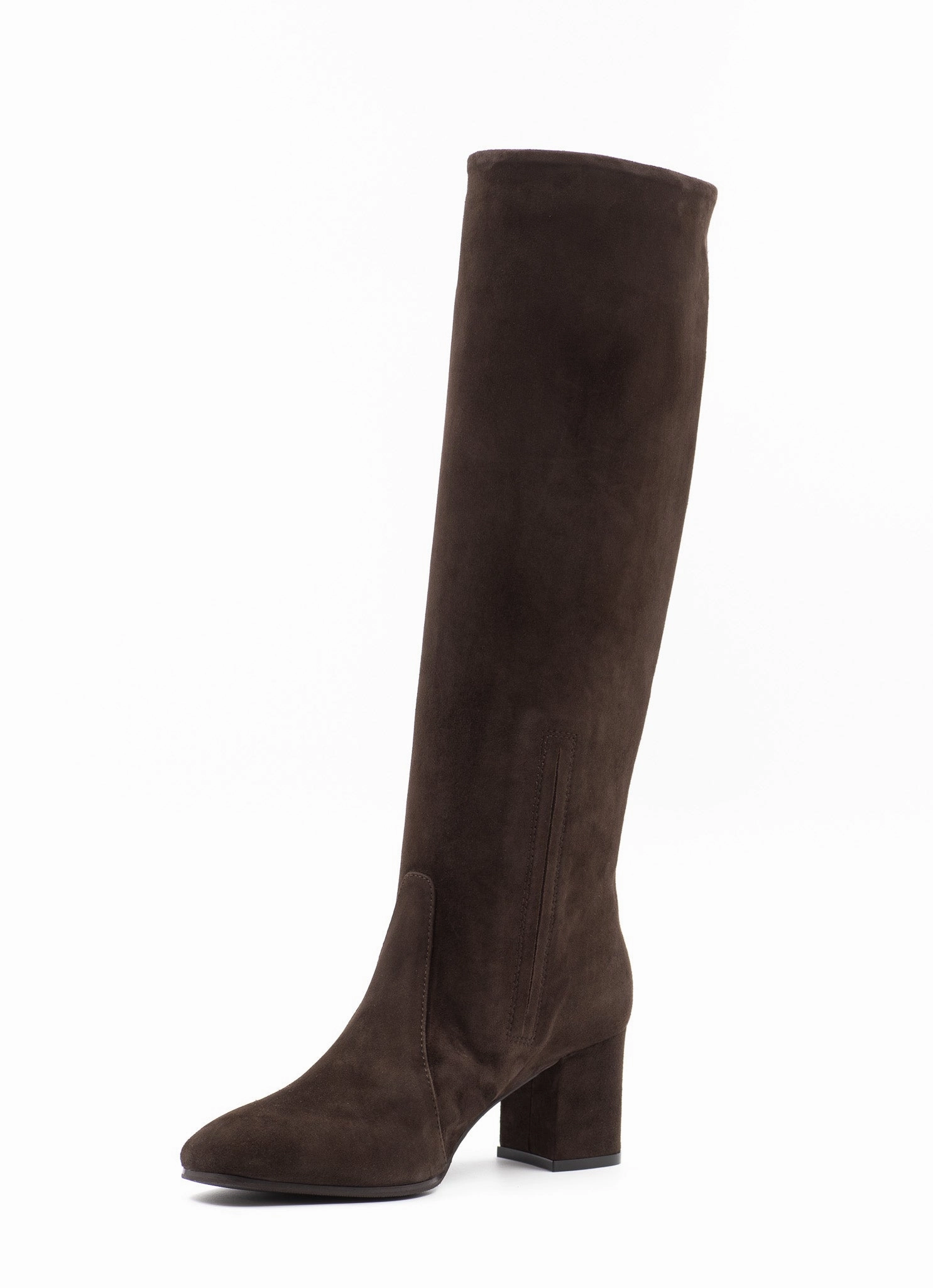 Monica Santhiago High Heels Coffee Suede Knee-High Boots