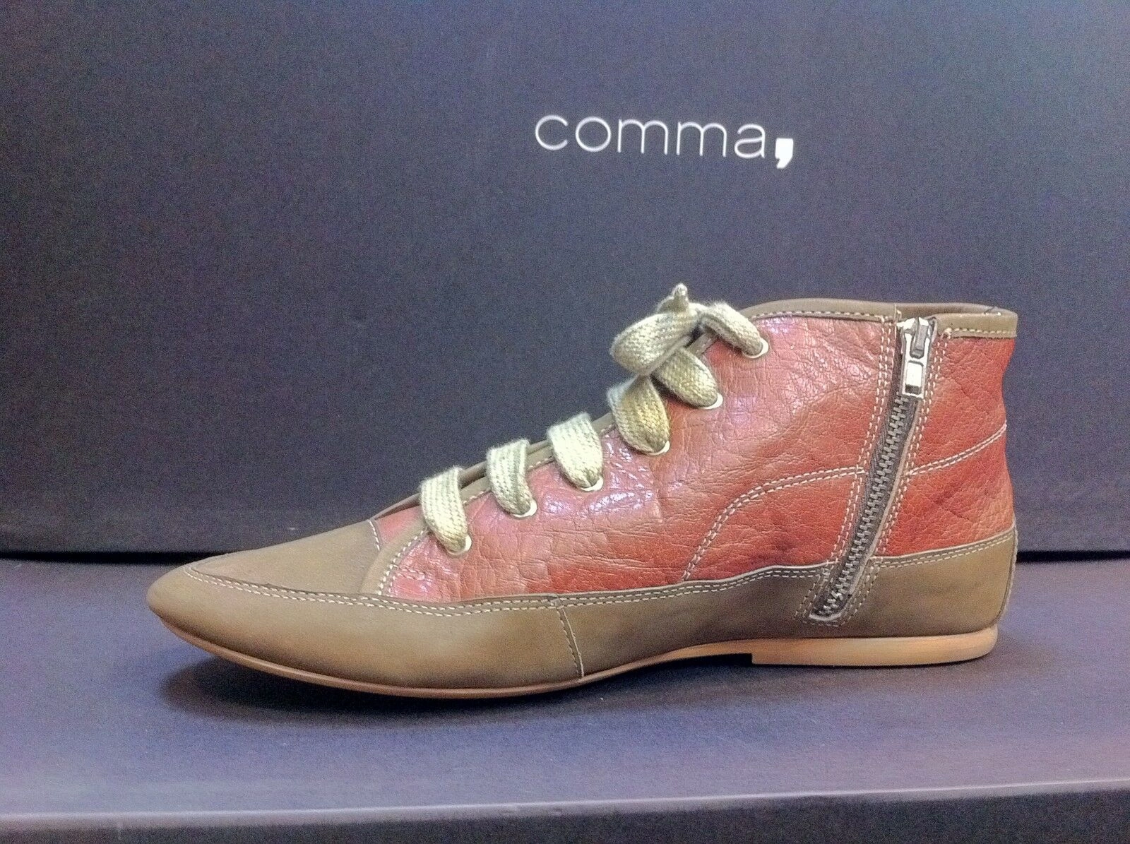 Foot Shaped Comma, Damenschuhe Freizeitschuhe Schuhe Sneaker Shoes Echtleder Braun