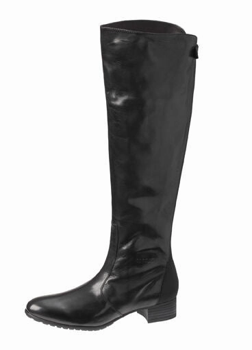 COMMA, Damenschuhe Schuhe Stiefel Boots Leder Jette High Boots Schwarz Stiefel 24