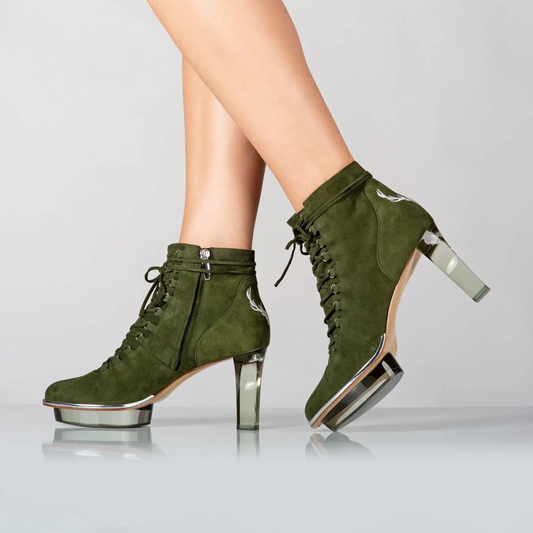 SAPHIRIS Closetoes Stiefeletten Dirndlschuhe grn Ankle Boots Mit Absatz H&amp