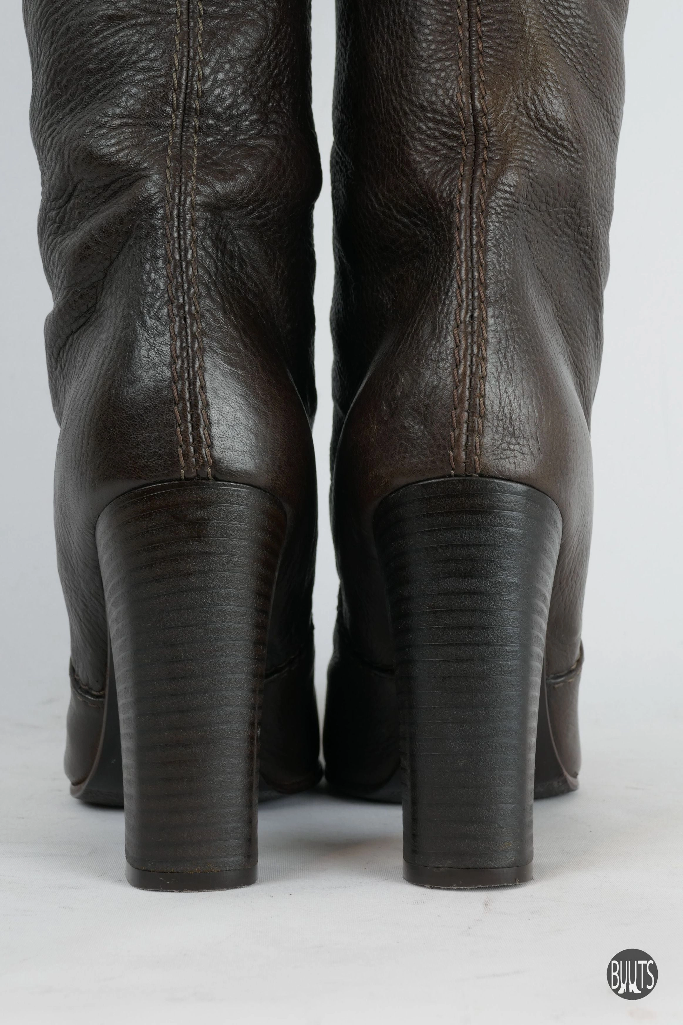 Stiefel Mit Stulpen Optik Stiefel Leder dunkelbraun