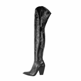 Naturkautschuk Stiefel Pflege Cowboystiefel schenkelhoch (Modell 612) Leder schwarz