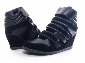 Damen Keilabsatz Boots Stiefelette Black # A08 Sicherheitsschuhe Din Iso 20345