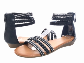 Sandalen Mit Kettchen Damen Keilabsatz Sandalen Sommerschuhe Sandaletten Black # 6721