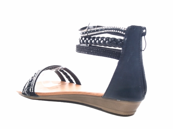 Menorca Sandalen Damen Keilabsatz Sandalen Sommerschuhe Sandaletten Black # 6721