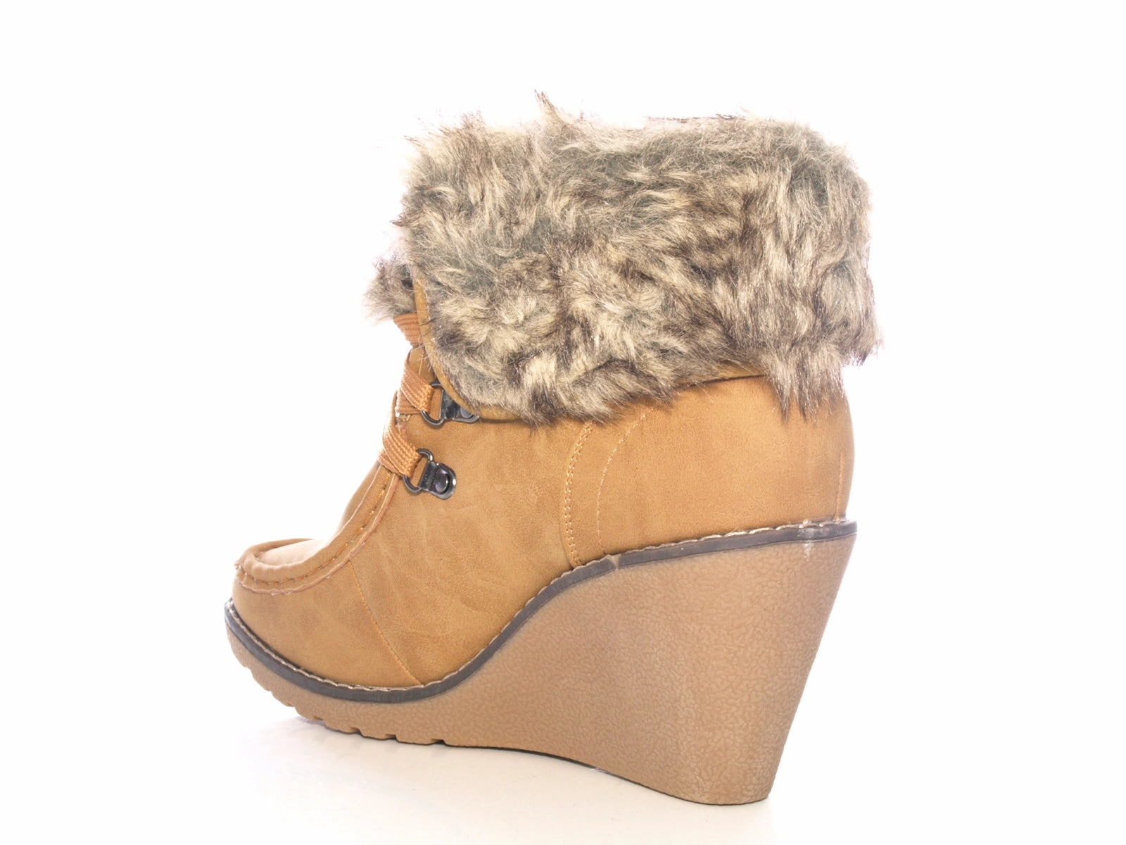 Damen Keilabsatz Stiefelette warm gefttert Camel # 042 Sicherheitsschuhe S2 Gr 40