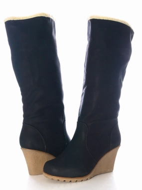 Stiefel Mit Glitzersteinen Damen Keilabsatz Winter Stiefel warm gefttert Black # 6666