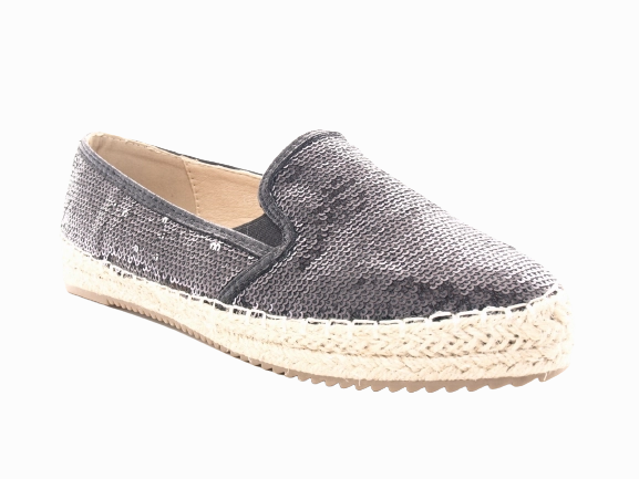 Damen Plateau Slipper Pailetten Espadrilles Spitzenstoff Slip On Black # 163 Sicherheitsschuhe 1704