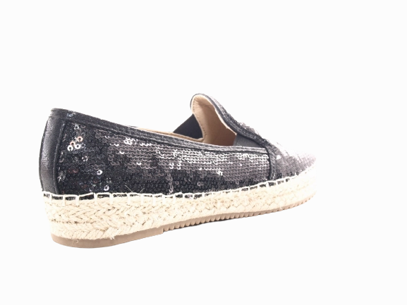 Sicherheitsschuhe In Breyell Damen Plateau Slipper Pailetten Espadrilles Spitzenstoff Slip On Black # 163