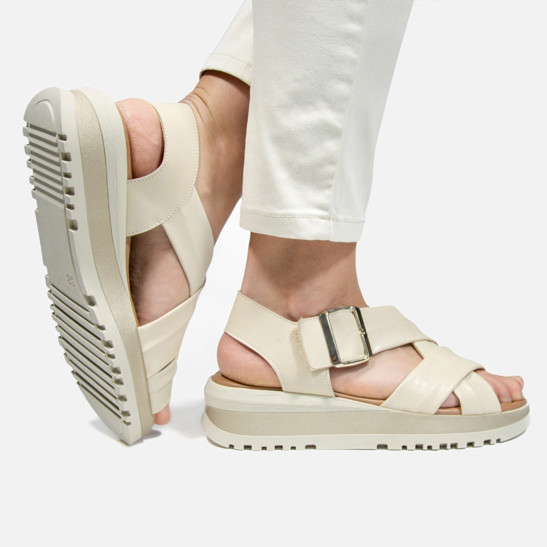 Damen Sandalen Looke EVELINA Sandalen Flach Leder