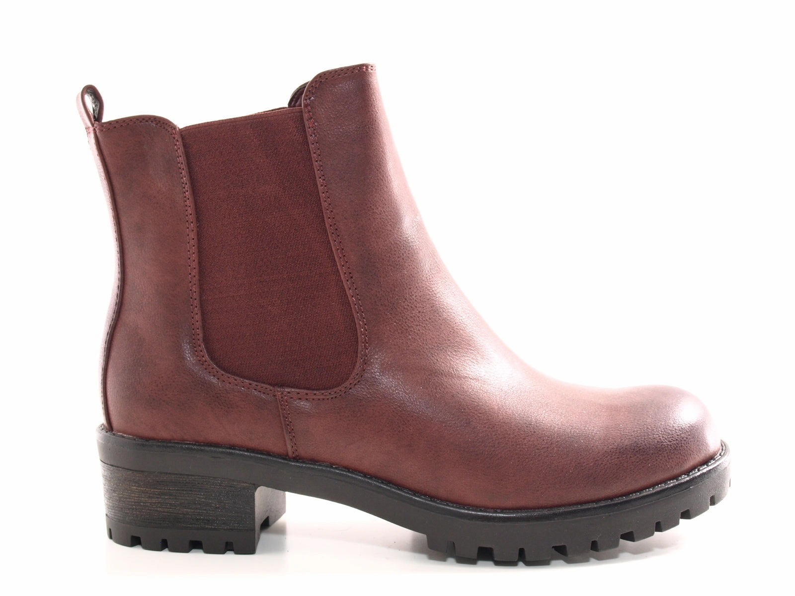 Damen Schlupf Ankle Boots Stiefelette Wine # 945 Bequeme S1 Sicherheitsschuhe