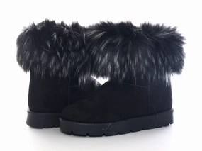 Laufschuhe Für Nordic Walking Damen Schlupf Stiefelette Boots Outdoor Winterboots warm gefttert Black # 6668