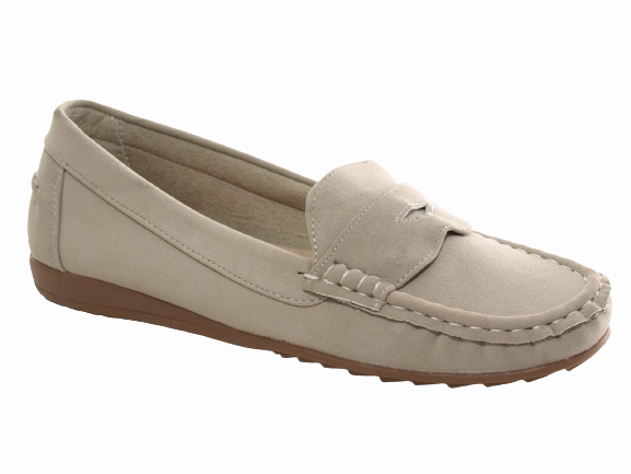 Damen Slipper Ballerina Loafer Mokassins  Slip On Flats Freizeit Apricot # 7711 Peep Toe Loafers