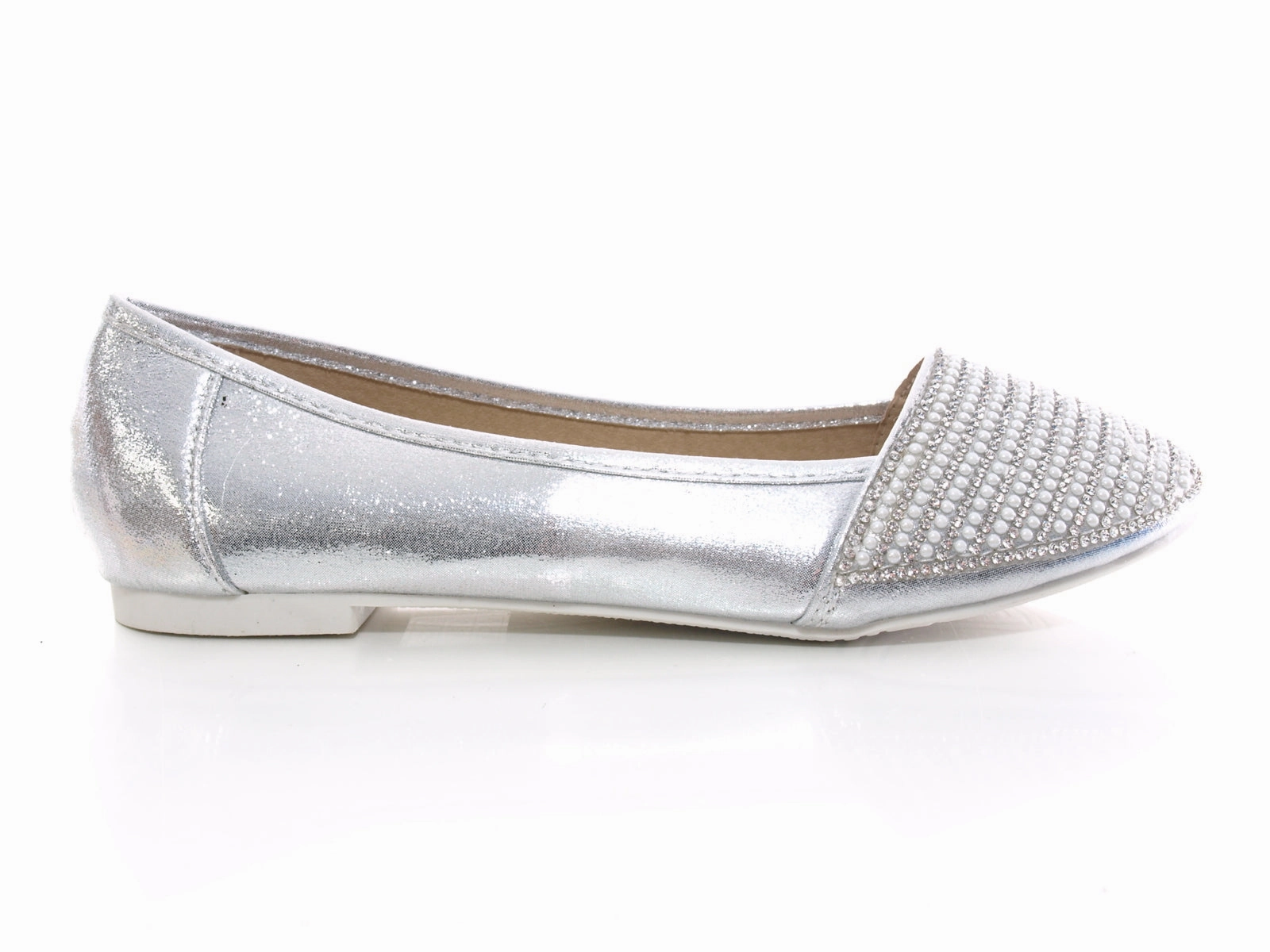 Bash Loafers Damen Slipper Ballerina Loafer Mokassins  Slip On Flats Freizeit Silver # 1